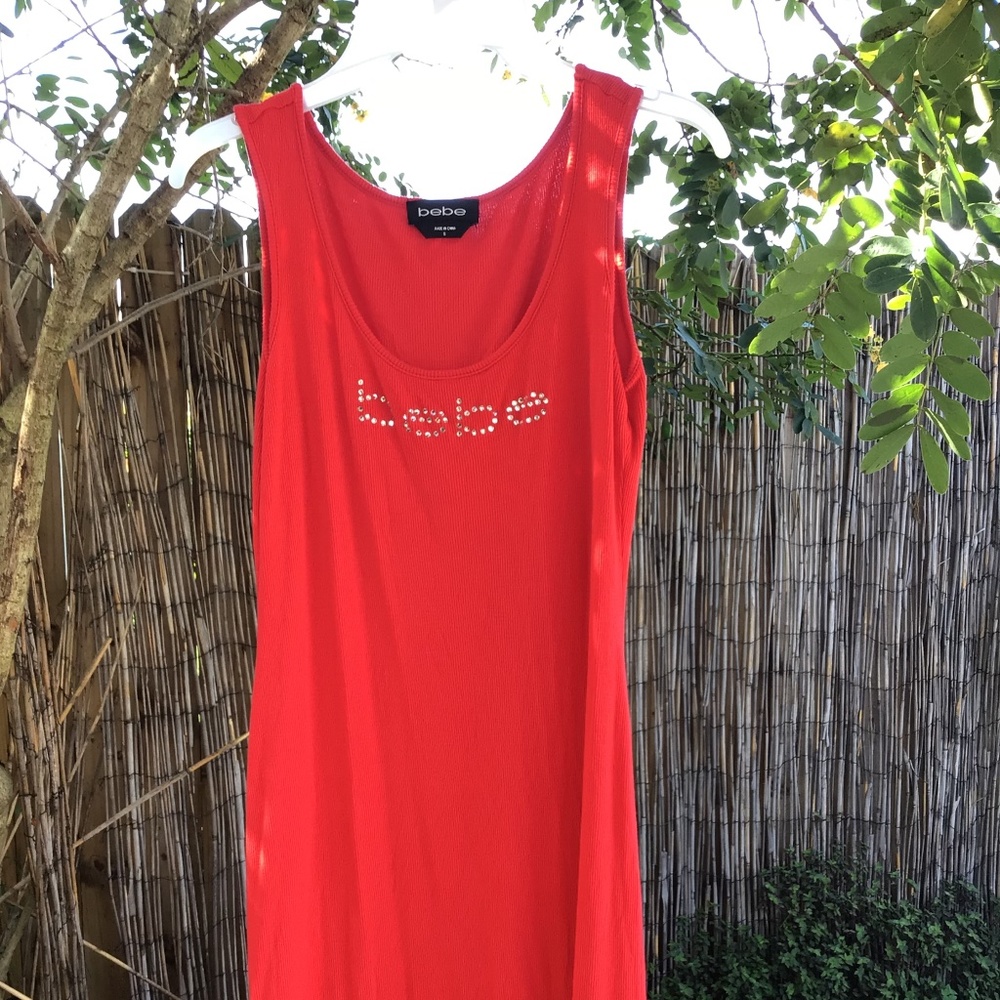 Bebe Red Ribbed Logo Dress AND two LA hearts mini skirts  AND Steve Madden heels